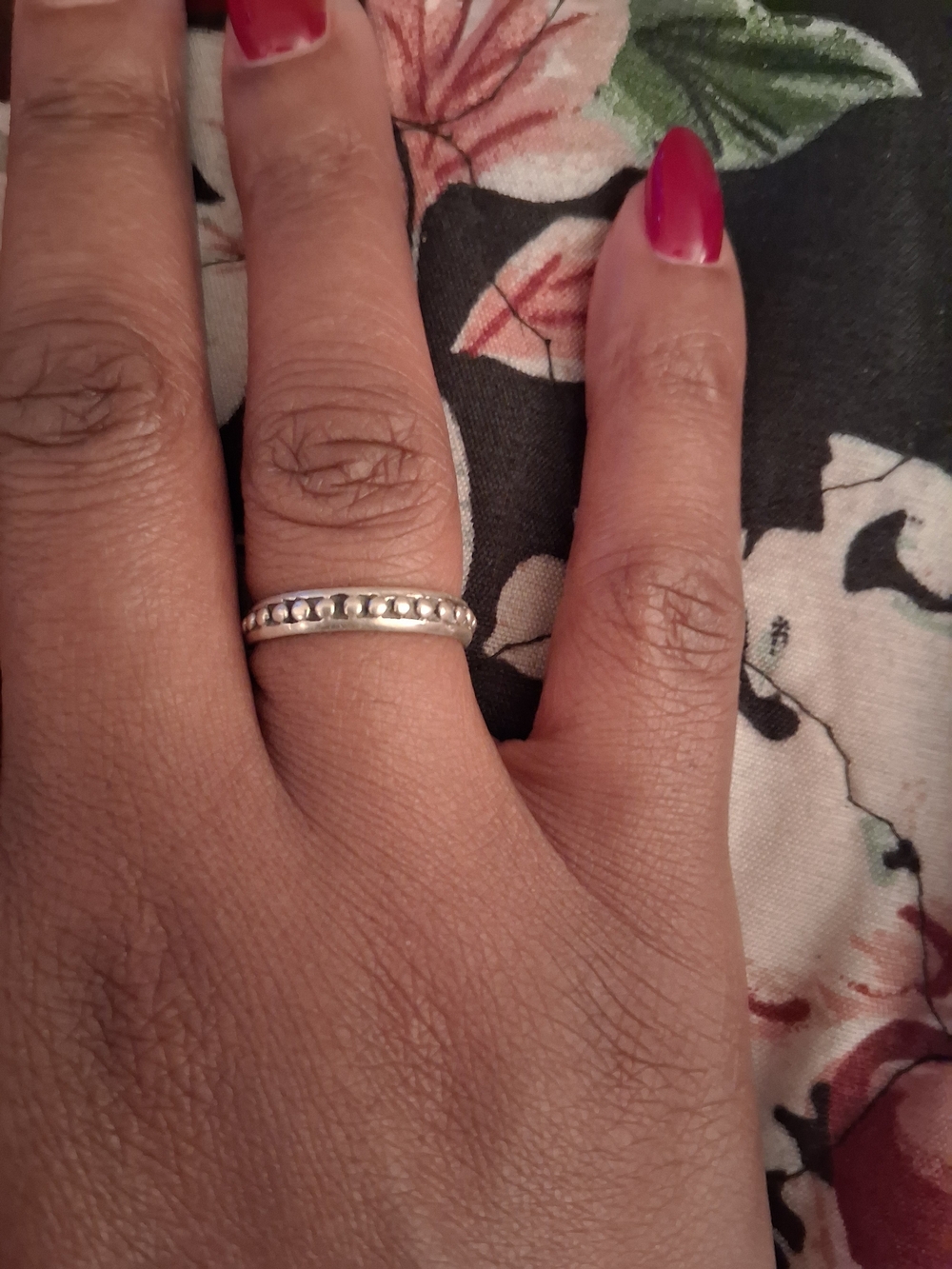 Sterling Beaded Band Ring in Silver